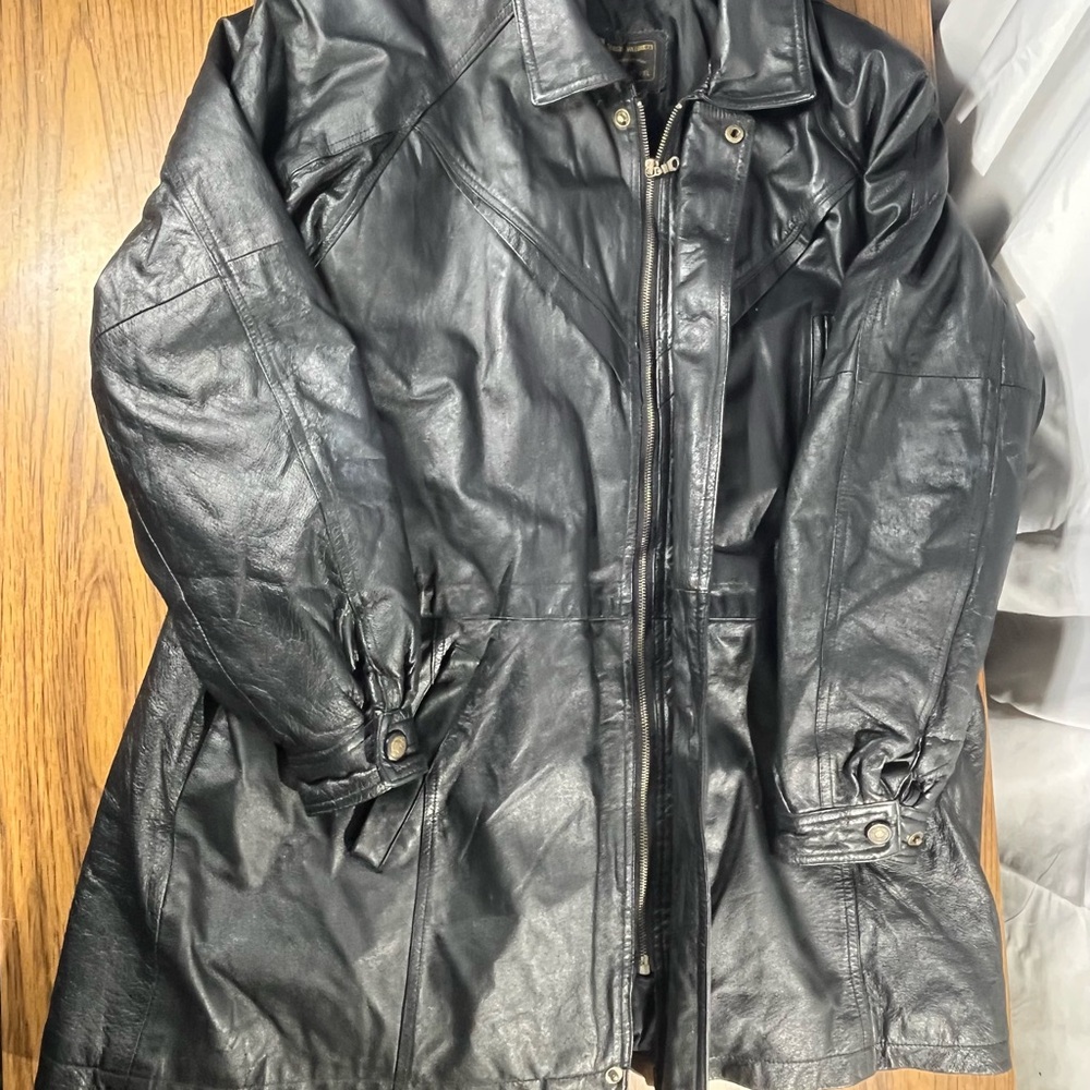 Vintage Sergio Vadducci  Leather Oversized Jacket XL RN # 88812 Orange Label